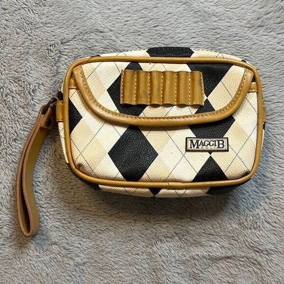 Maggi B Brown, Black, & Tan Argyle Golf Tee Bag - Picture 1 of 11